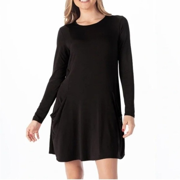 Betabrand Black Modal Silk Jersey Sweatershirt Travel dress - Picture 1 of 9